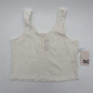 SO Juniors Ivory White Dainty Tank Top Coquette Size Medium